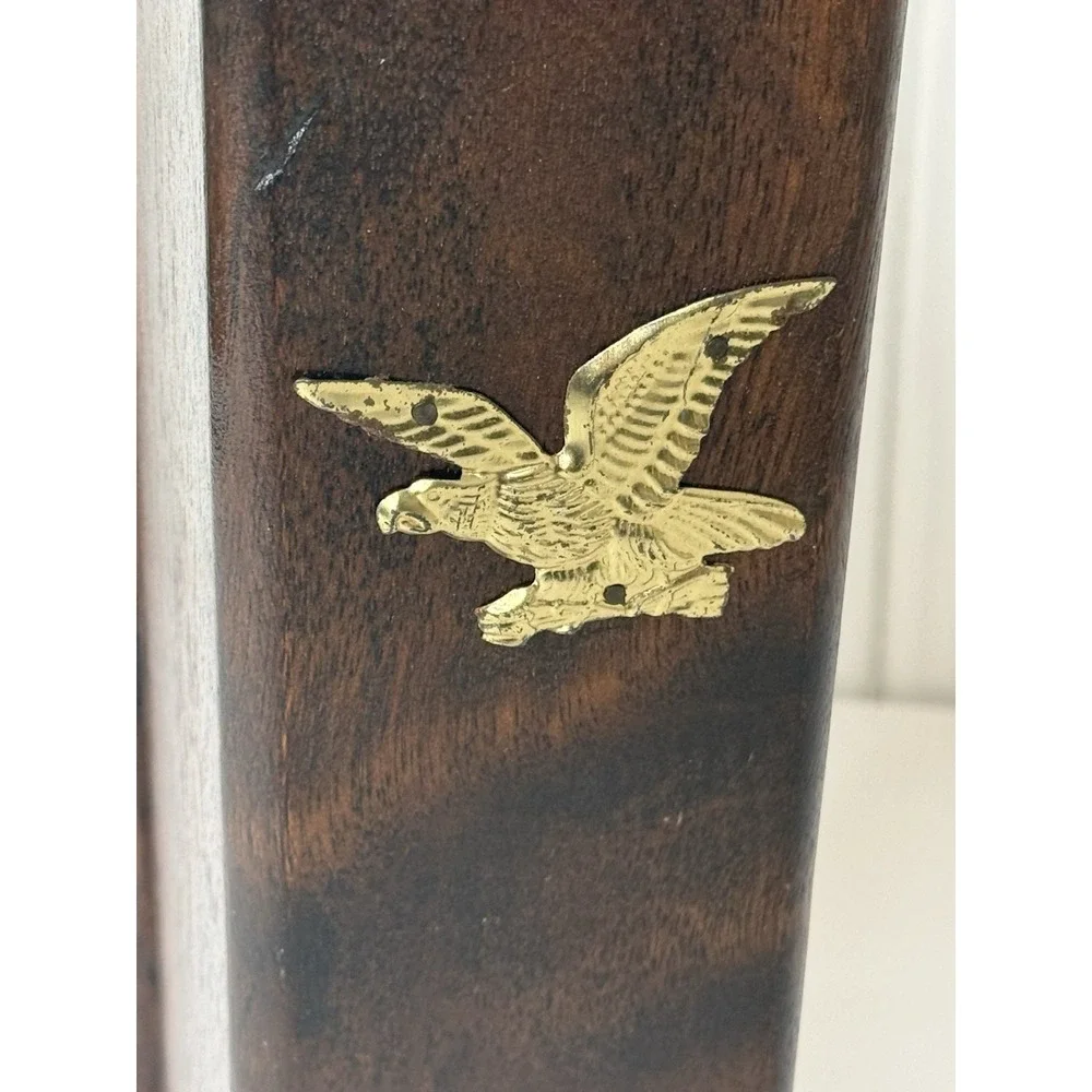 VTG Wooden Matchstick Holder Long Matchsticks Fireplace Eagle Early American
